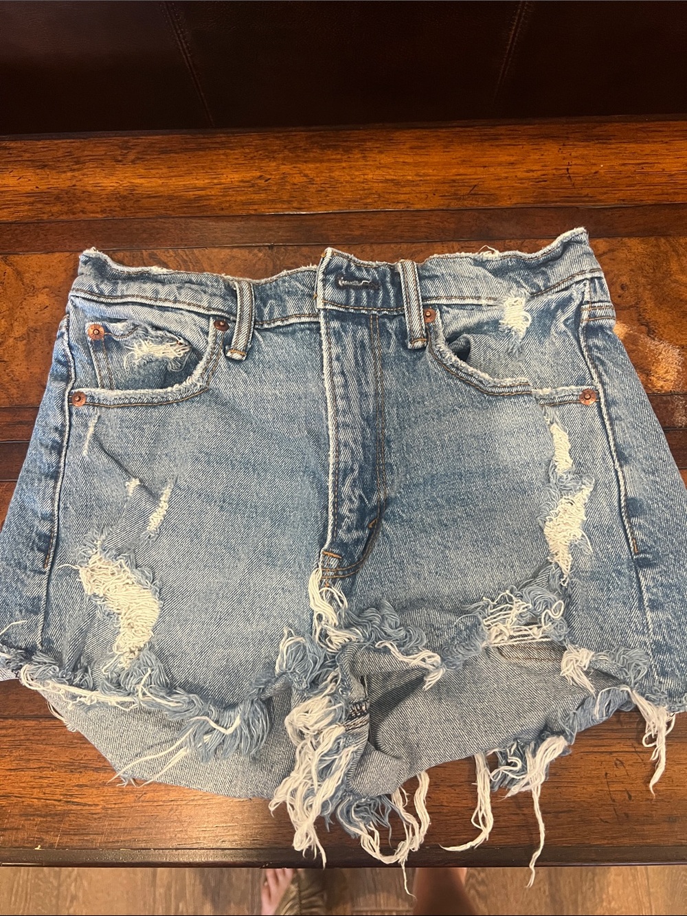 Abercrombie & Fitch Light Blue Distressed Denim Cutoff Shorts